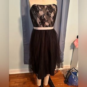 Black and Cream Strapless Dress